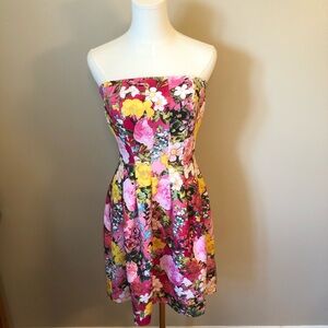 New York Company STRETCH Colorful Floral Strapless Dress Size S